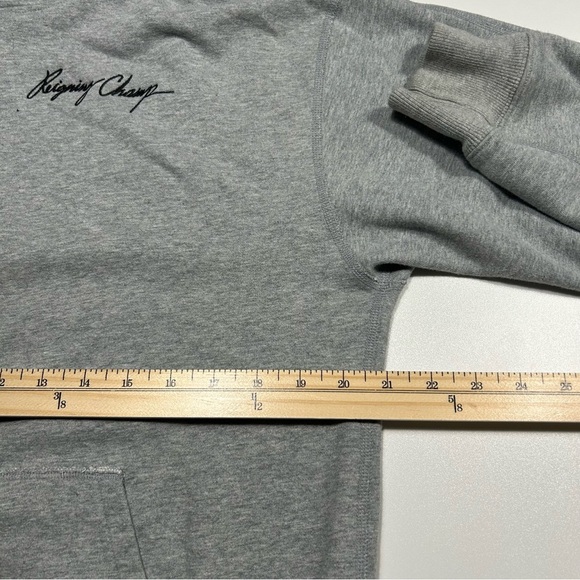 Reigning Champ Men's Midweight Terry Script Logo Hoodie Heather Grey Size Small - Picture 4 of 5